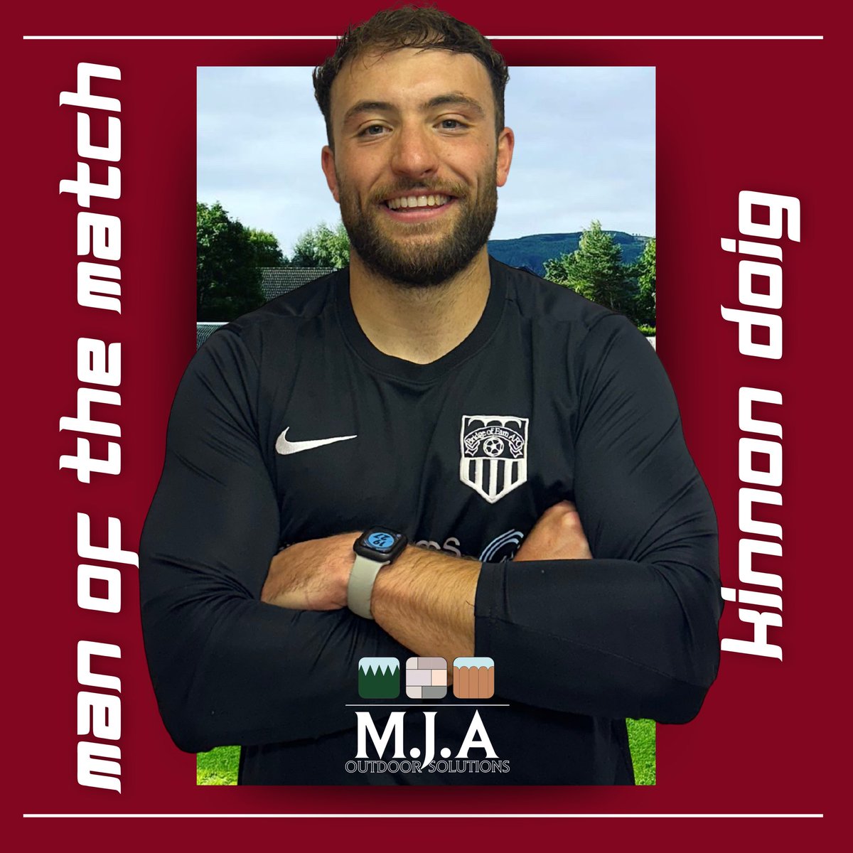 👏 Kinnon Doig, your Brig FC Man of the Match from Saturday’s win over Balgonie Scotia.

🧤 A commanding performance from our number 1

🤝 Kinnon’s Sponsor: MJA Outdoor Solutions 

#MTB