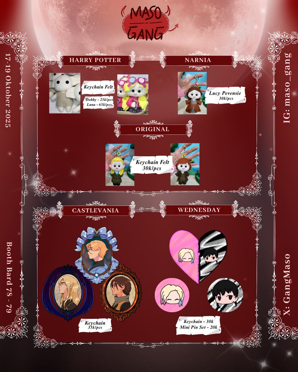 GangMaso's tweet photo. (2/3)

#ArcaneAlley #ArcaneAlley2025 #FantasyBazaar #HalloweenMarket #SupportLocal #hamilton #HarryPotter #dungeonsanddragons #DnD #epicthemusical #baldursgate3 #castlevania #wednesday #rpghorror #kpopdemonhunter #narnia #livecommision https://t.co/kRHBMUbz5J