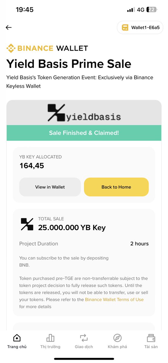 Chiều nay anh em alpha đã chứng kiến phi vụ deposit khổng lồ với hơn 450k BNB vào mua token $YB #yieldbasis 

#Binance chơi lớn điều kiện thấp mà lại không trừ điểm alpha nên đa số anh em ai cũng được chơi

Với 3 BNB sẽ mua được 164.45 $YB sơ sơ cũng 200$ theo