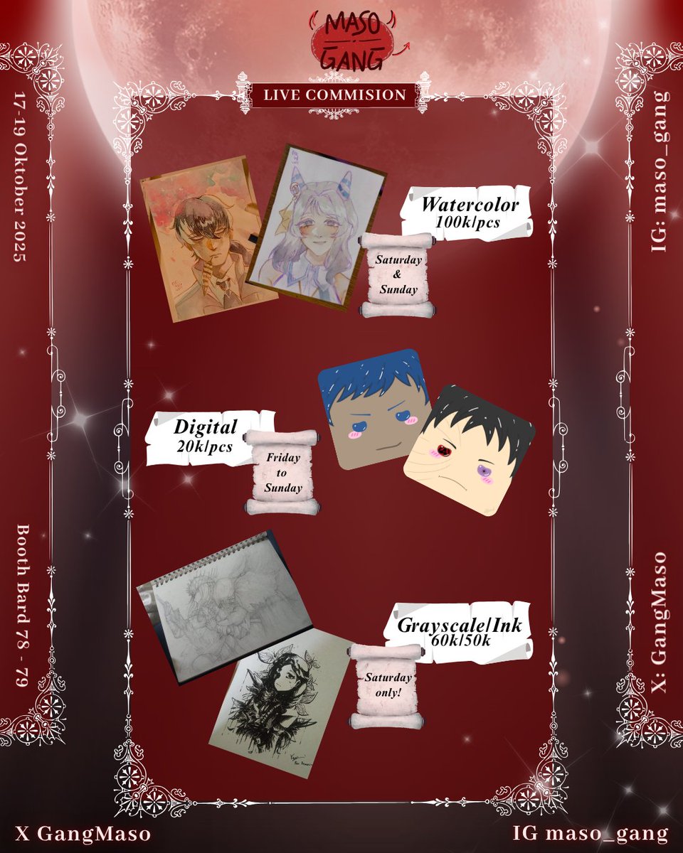 GangMaso's tweet photo. (3/3)

#ArcaneAlley #ArcaneAlley2025 #FantasyBazaar #HalloweenMarket #SupportLocal #hamilton #HarryPotter #dungeonsanddragons #DnD #epicthemusical #baldursgate3 #castlevania #wednesday #rpghorror #kpopdemonhunter #narnia #livecommision https://t.co/9GuKfhZPNf