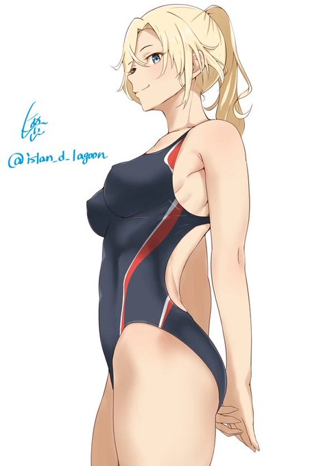 スポーツの日イラスト。
スポーツといえば水泳。水泳といえば競泳水着 