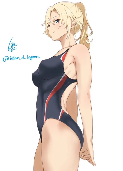 スポーツの日イラスト。 スポーツといえば水泳。水泳といえば競泳水着
