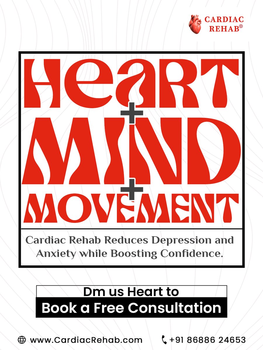 MyCardiacRehab's tweet photo. ❤️ A healthy heart starts with balance — of Heart + Mind + Movement.
📞 Call +91 86886 24653 for your consultation
🌐 Visit https://t.co/ldZMjTz99y
.
.
.
#CardiacRehab #HeartHealth #HeartRecoveryJourney #RehabWorks #HealthyHeart #CardiacWellness #ReverseHeartDamage https://t.co/UXp8HNE0Sq