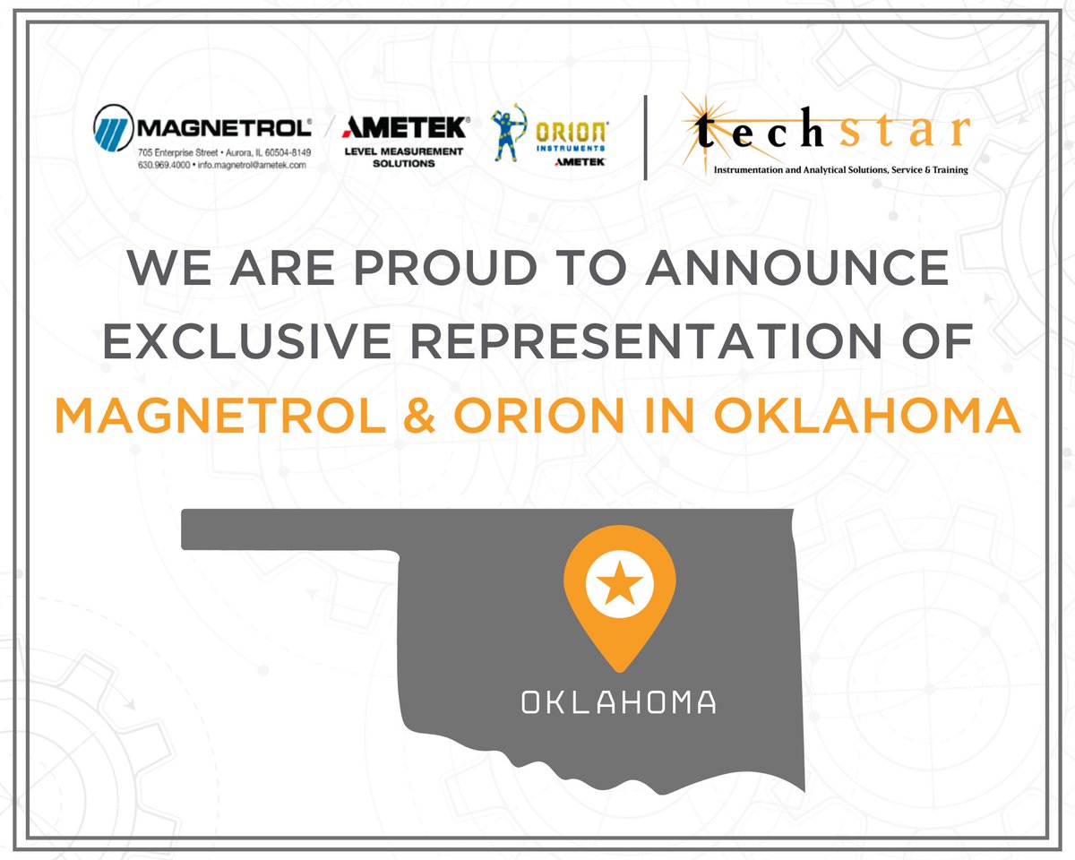 TechStarIS's tweet image. We are now the exclusive representative of Magnetrol & Orion from AMETEK Level Measurement Solutions in Oklahoma. Oklahoma customers can access world-class solutions backed by local support & expertise. Learn more about this new exclusive partnership: na2.hubs.ly/H01xLs90