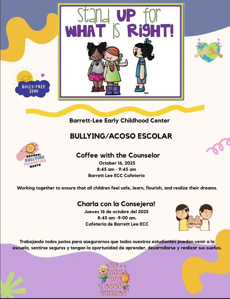 Join us for Coffee with the Counselor on Thursday, October 16th at 8:45 am  in the BLECC Cafeteria!