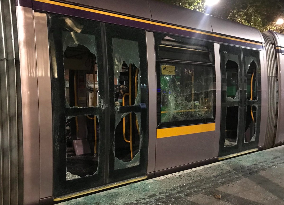 padraig_reilly's tweet image. A young man who started a fire on a Luas(photos)during the Dublin riots on November 23,2023 causing €5 million worth of damage has been jailed for three years.Evan Moore(20)of Donaghmede,D13 pleaded guilty to rioting,damaging a Luas by fire and damaging the windows.
