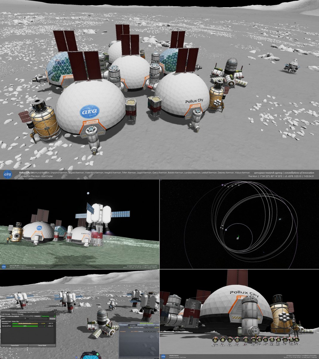 mikusingularity's tweet image. Pollux City, a Mun colony built with resources from Minmus