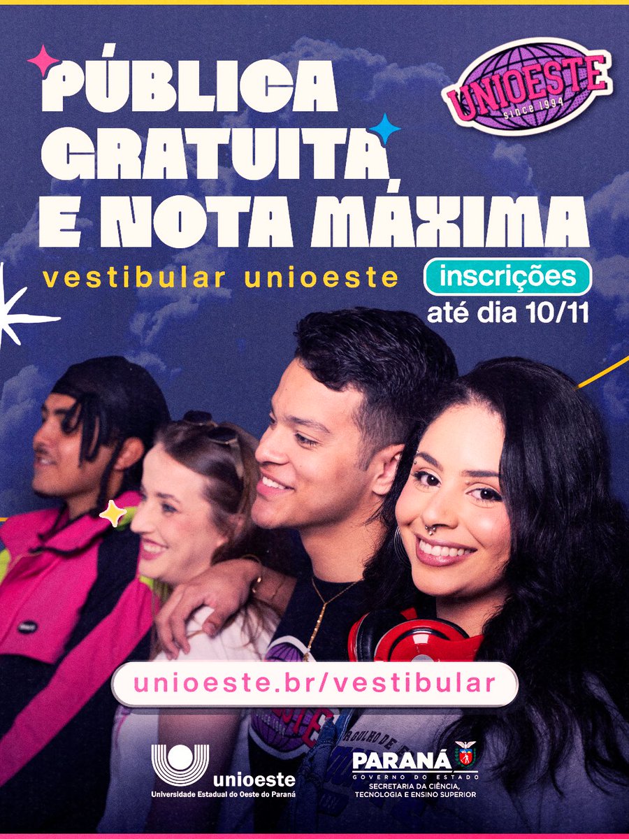 ✨Bom dia, futuro unioester!

Já fez sua inscrição no vestibular?

Não?? 😟
Corre que ainda da tempo!!
Unioeste.br/vestibular