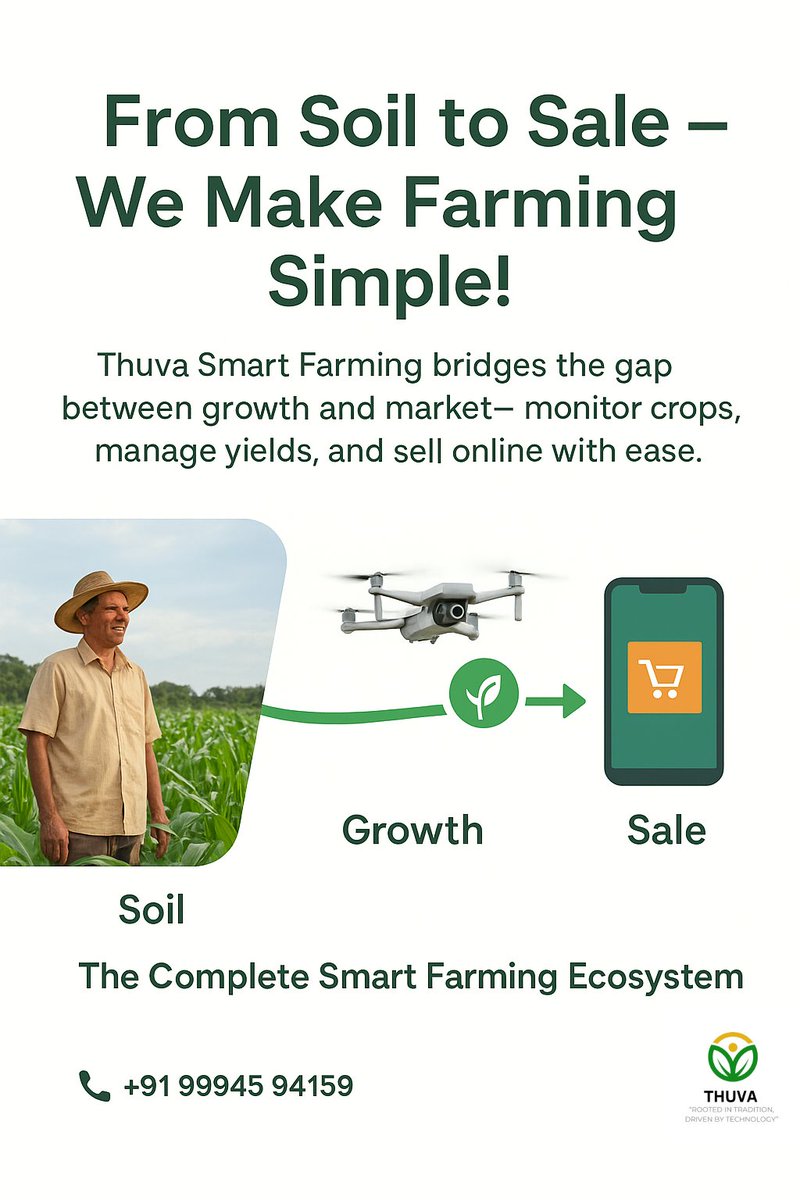 thuvafarm's tweet photo. Thuva Smart Farming is transforming Indian agriculture with innovation and sustainability.
IoT Sensors for real-time crop data
AI Insights for smarter decisions
Smart Irrigation for better water management
📞: +91 99945 94159.
#SmartFarming #SmarterIndia #AgriTech #IoTInFarming https://t.co/DHudU58srH