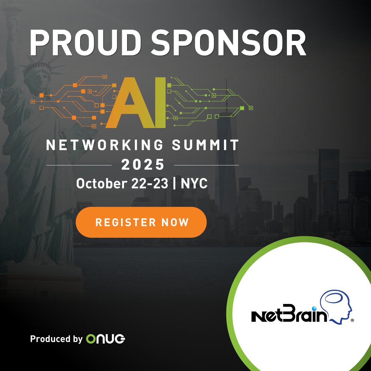 NetBrainTech's tweet image. 🗽 NYC! We're at ONUG AI Networking Summit Oct 22-23. Visit Booth #40 to see our latest AI-powered network automation, and catch Rick Larkin's session "Agentic NetOps for Real-Time Resolution" in Yellow Theater, Oct 22 @ 4:15 PM. See you there!