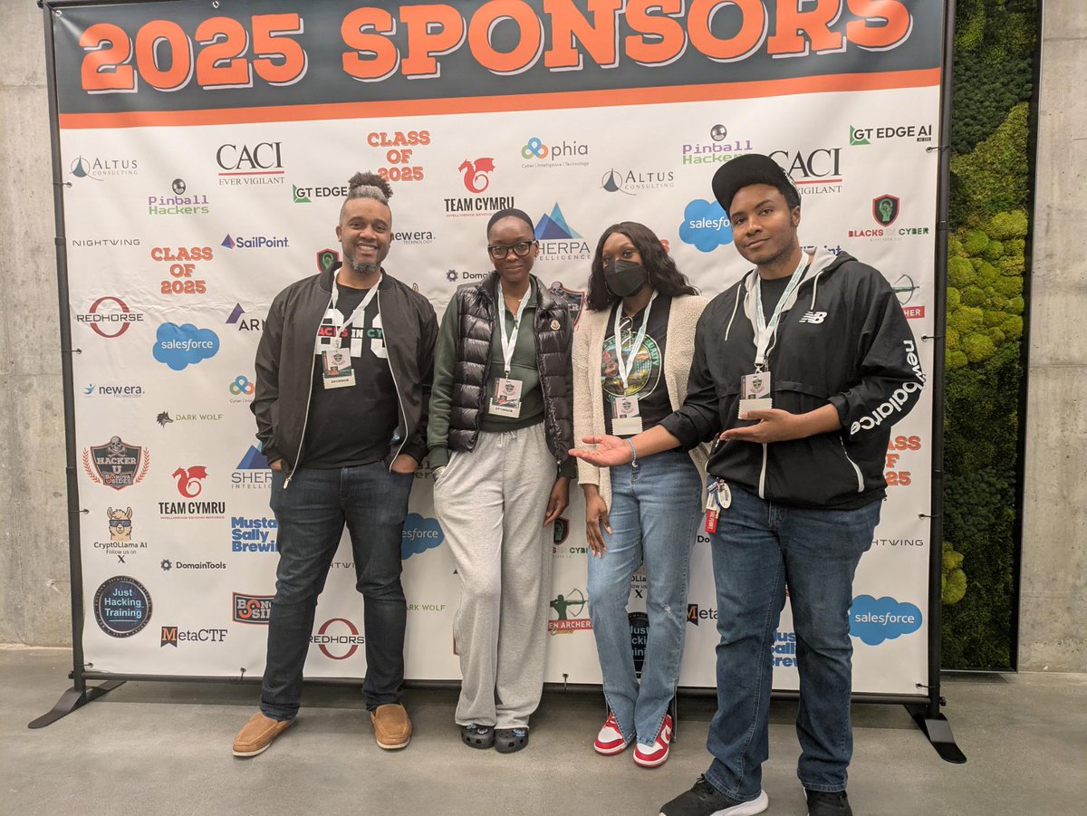BlackInCyberCo1's tweet image. Thank you to everyone who visited us at BSides NoVA 2025! 🚗 ⁠
⁠
See you next year! 🔟
⁠
#BICVillage #BSidesNoVA #CyberCommunity #BlacksInCyber