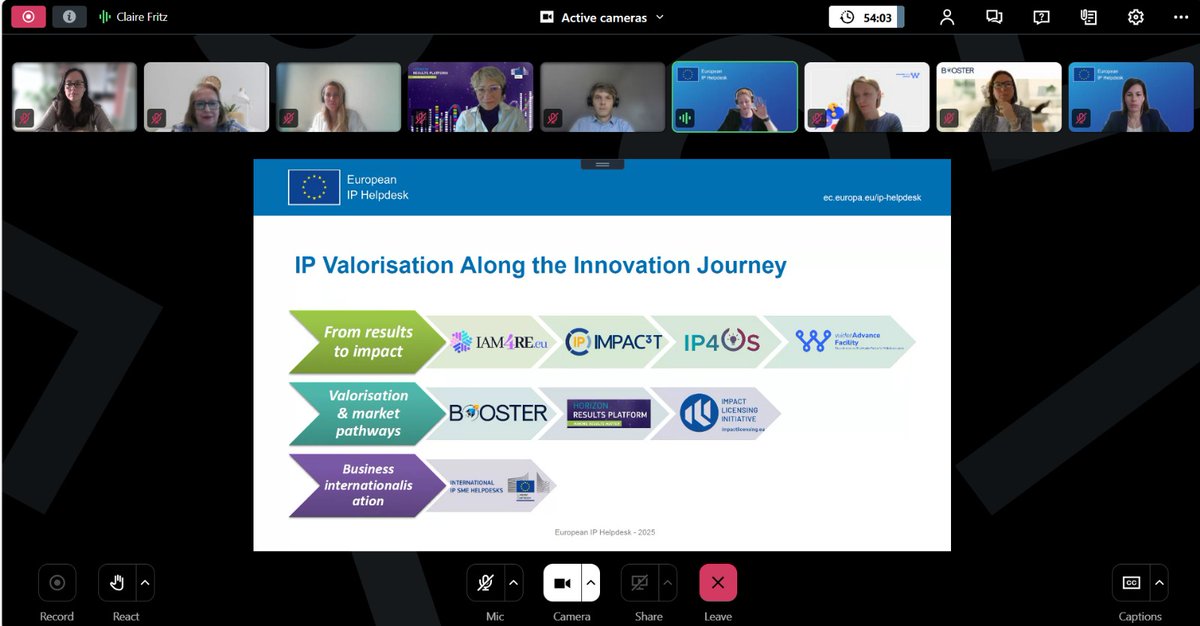 🌐 Last week, the International IP SME Helpdesks hosted our Online Stakeholder Info Session, a chance for stakeholders to receive an overview of European initiatives and services supporting #IP strategy, knowledge valorisation and innovation impact.

We were delighted to welcome