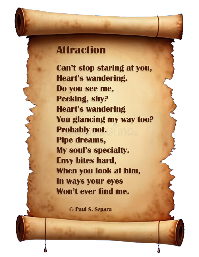 “Attraction” A fleeting glance, a heart's quiet ache. "Can’t stop staring at you, / Heart’s wandering." A poem of unrequited longing and wistful dreams.
#Poetry #UnrequitedLove #Heartache #Writing