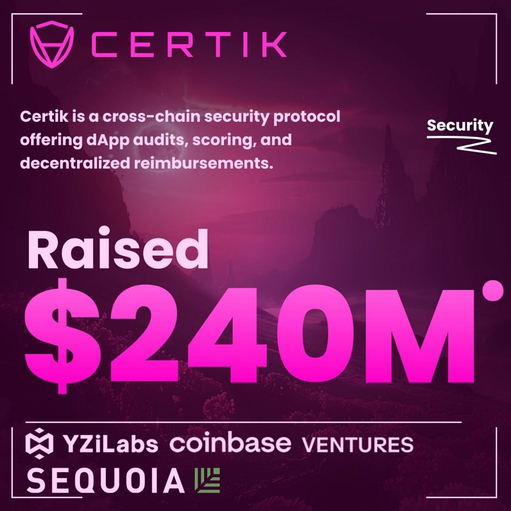 Cryptocore001's tweet image. Everyone talks about DeFi innovation, but without security, nothing survives.

That’s where CertiK steps in.
They’ve audited thousands of projects, prevented countless exploits, and raised $240M+ from Sequoia, Coinbase Ventures, SoftBank, and Tiger Global to secure Web3 from the…