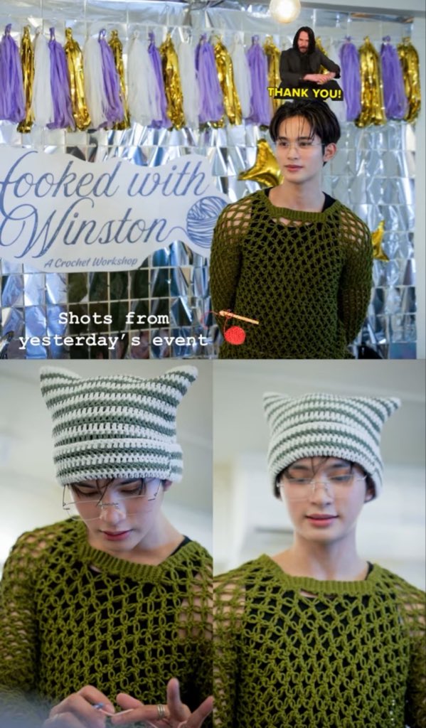 HORI7ON’s Winston looks handsome in his shared photos from Get Hooked with Winston: A Crochet Workshop.