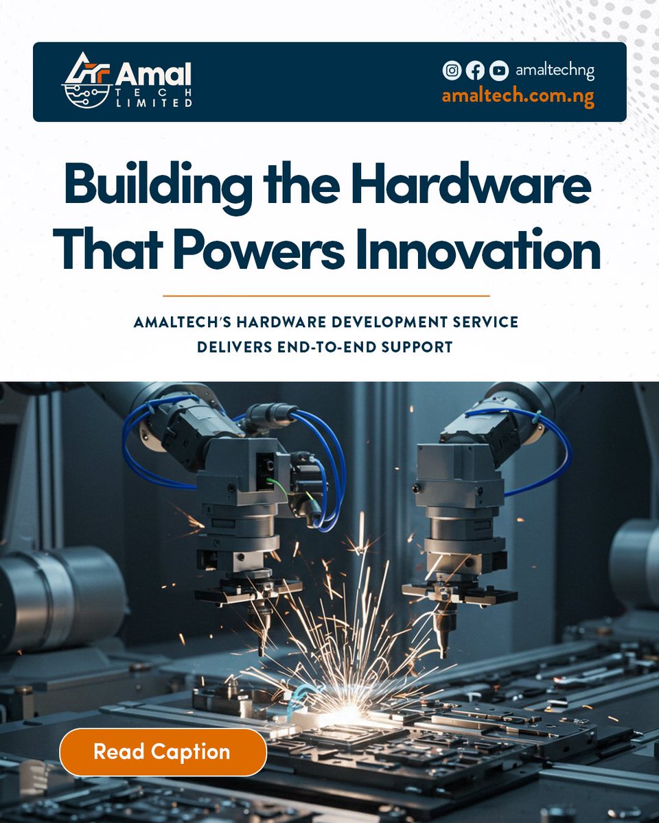 AmalTech_NG's tweet image. Building the Hardware That Powers Innovation
At Amal-Tech, we turn ideas into powerful devices — from design to large-scale manufacturing. Our hardware solutions meet global standards while addressing Africa’s unique needs.
#AmalTech #HardwareDevelopment #Innovation