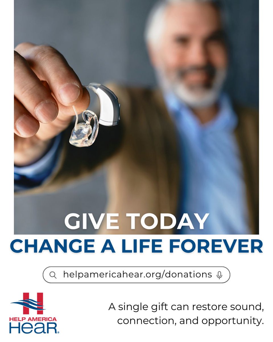 HelpAmericaHear's tweet image. 👂✨ Make a Difference with Help America Hear!

Every donation helps provide hearing solutions to people who otherwise might go unheard. 

🔗 helpamericahear.org

 #HelpAmericaHear #hearingloss #hearinglossawareness #hearing #hearingimpaired #hearingcare #listenwithcare