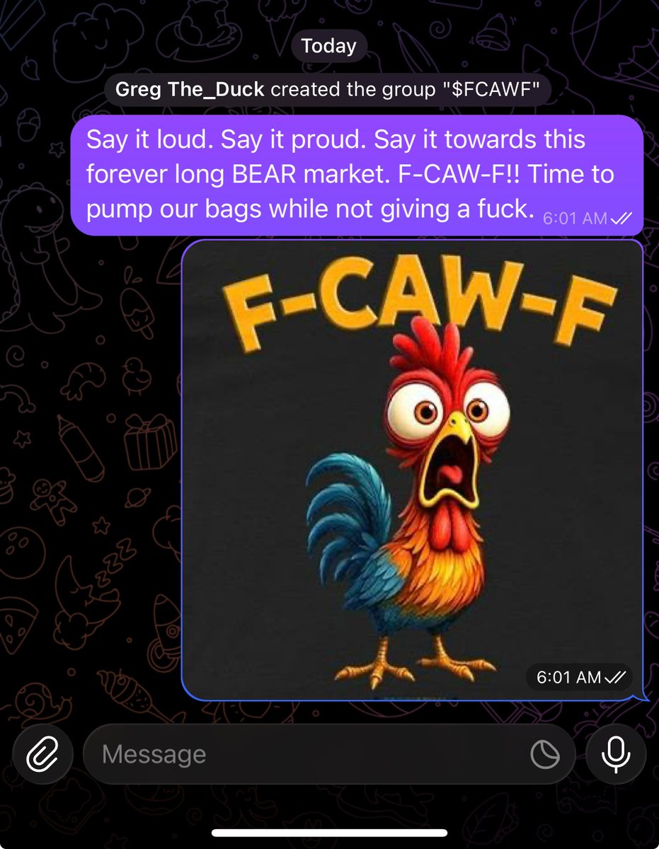 $FCAWF this morning. 

0x766901C501e18FC67AF2aCB6B42fFb1fb75828B2

Time to rise and grind. 

Spread it, shill it, manifest it.

Bear Market is over. 

$FCAWF to the Bear Market.