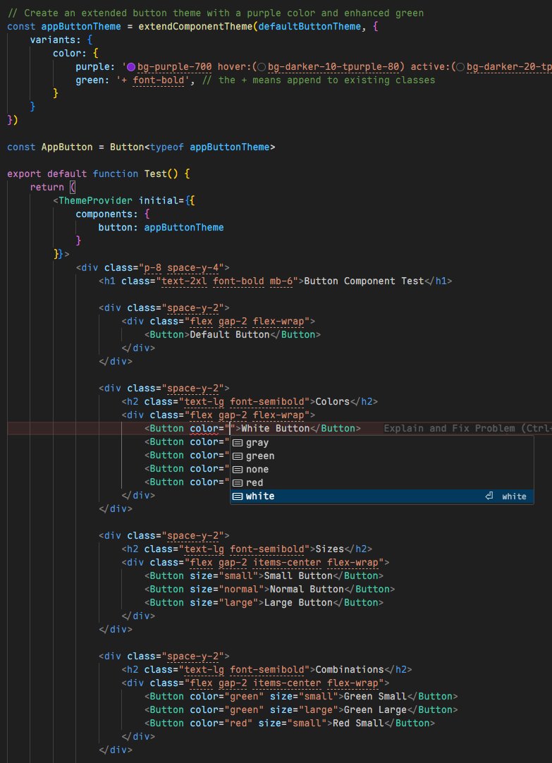 chanons's tweet photo. Here's how my last 3 days went:
- Wanted to start work on a new project. 
- Realized I should put all my SolidJS components into a reusable library.
- Realized I should make them easily re-themable so each project can have it's own look if needed. 
- Discovered CVA and Tailwind Variants
- Realized since I'm using UnoCSS I need something else
- Rolled my own CVA style lib, but (IMO) it has better DX!
- To use: define a default theme, add a bit of boilerplate code, 
- Extend theme if needed 
- Get all the 'variant props' as props on the component itself and type safety when choosing options

Now to add completely new props that control visual stuff in components, I can just update to the component's theme file.

No need to mess with any conditional classname code or even edit the component's source code!

Love the power of SolidJS + UnoCSS.