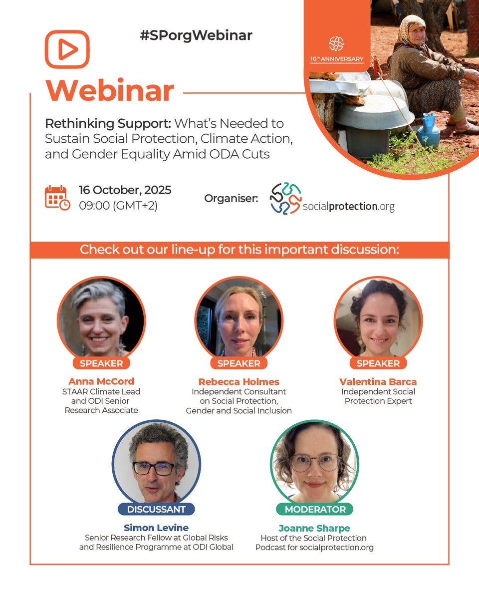 #SPorg10YearsCampaign #SPorgWebinar🚨HAPPENING THIS THURSDAY, 16/10🚨 Join our special #SPorgWebinar👉 Rethinking Support: “What’s Needed to Sustain Social Protection, Climate Action, and Gender Equality Amid ODA Cuts”. 🕛 09:00 (GMT+2)🔗 Register: tinyurl.com/4netmp8w