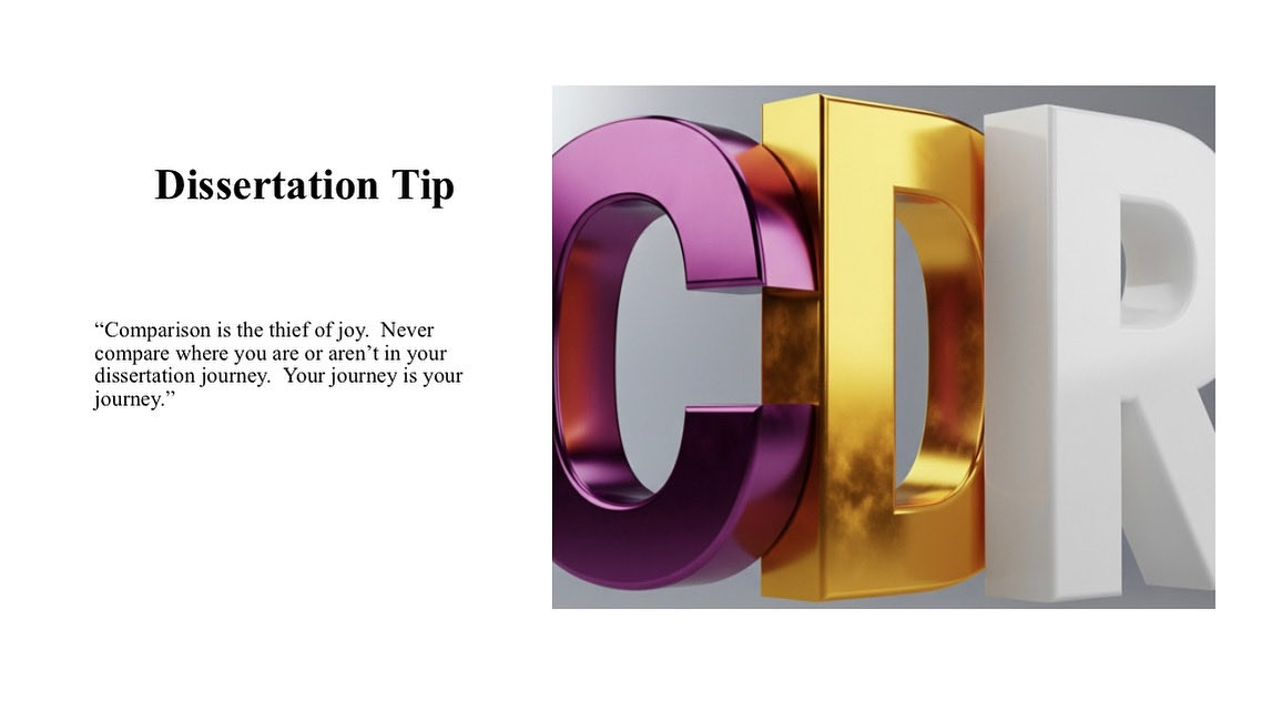 CiteDrRob's tweet image. Dissertation Tip of the Week: Comparison can lead to feelings of inadequacy or bitterness. Your journey is unique! Find satisfaction in it!