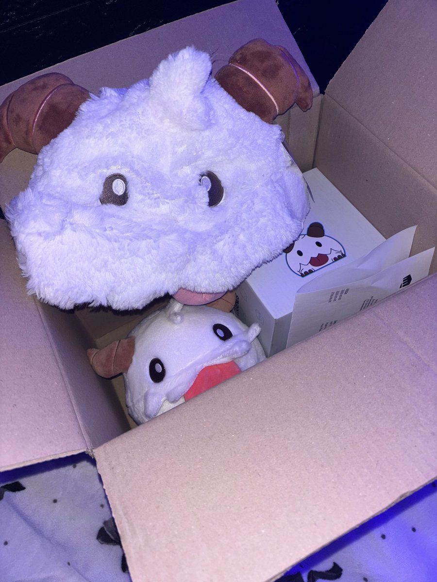 i obsessed so much over poros that Riot noticed and sent me poro merch, thank you so much its so cute 🥹🩷