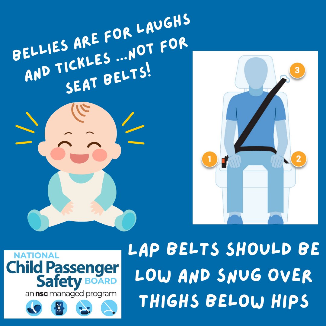 NCPSB's tweet image. A correctly fitted seat belt has the lap belt off the stomach and low on the hips. To learn more check out this free course: bit.ly/3JneipY
#KeepEachOtherSafe #TechsRule #carseat #safety #parents #children @NSCsafety