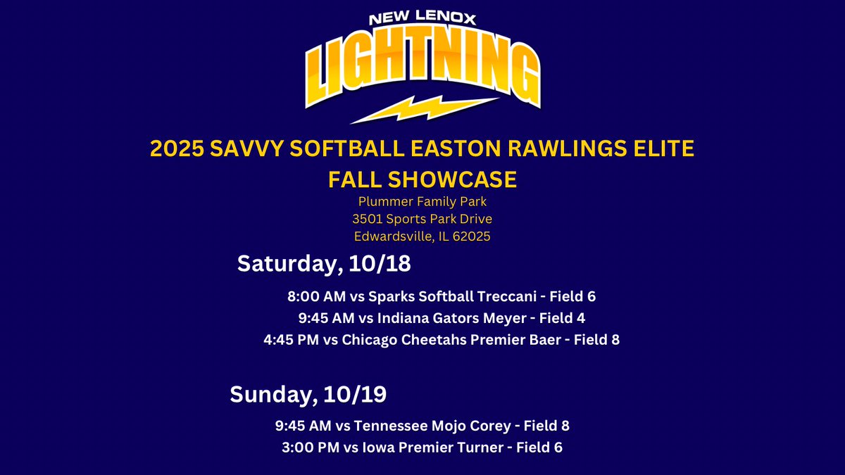 New Lenox Lightning MD (@nllightning_md) on Twitter photo Come check us out this weekend! <a href="/SavvyTourneys/">Savvy Softball</a> 🌩️⚡️ Come check us out this weekend! <a href="/SavvyTourneys/">Savvy Softball</a> 🌩️⚡️