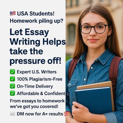HelperHomework1's tweet image. Feeling stuck with your assignments;
#fallclass
✓Essay due
✓Math......
✓programming
✓Coding..
✓Pay Paper........
✓Homework..
✓Online Classes
✓Assignment.
✓Statistics
✓Accounting
✓finance!
Kindly dm me....
We are available