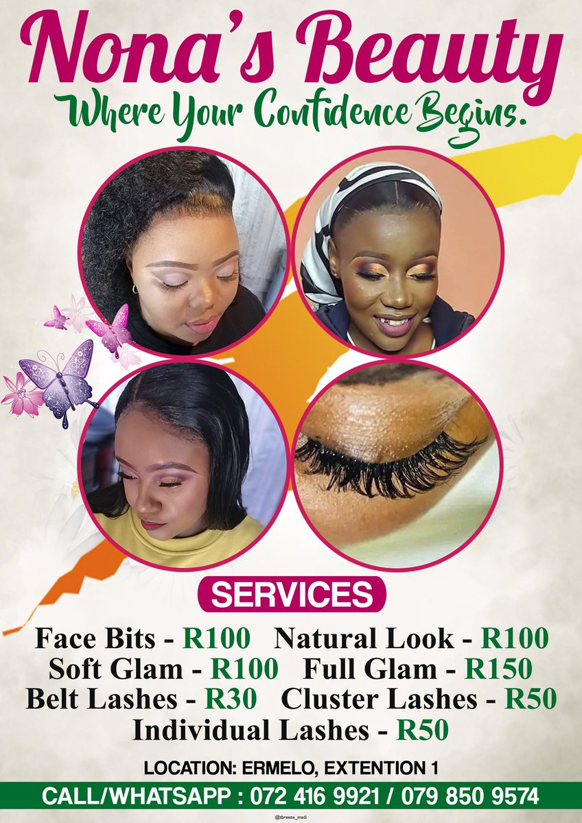 Make Up &amp; Lashes Specialist For You for Lower Prices. NONA'S BEAUTY.

POSTER DEXIGN. NB; 50% Deposit 

C/W; 079 850 9574 / 076 524 7207