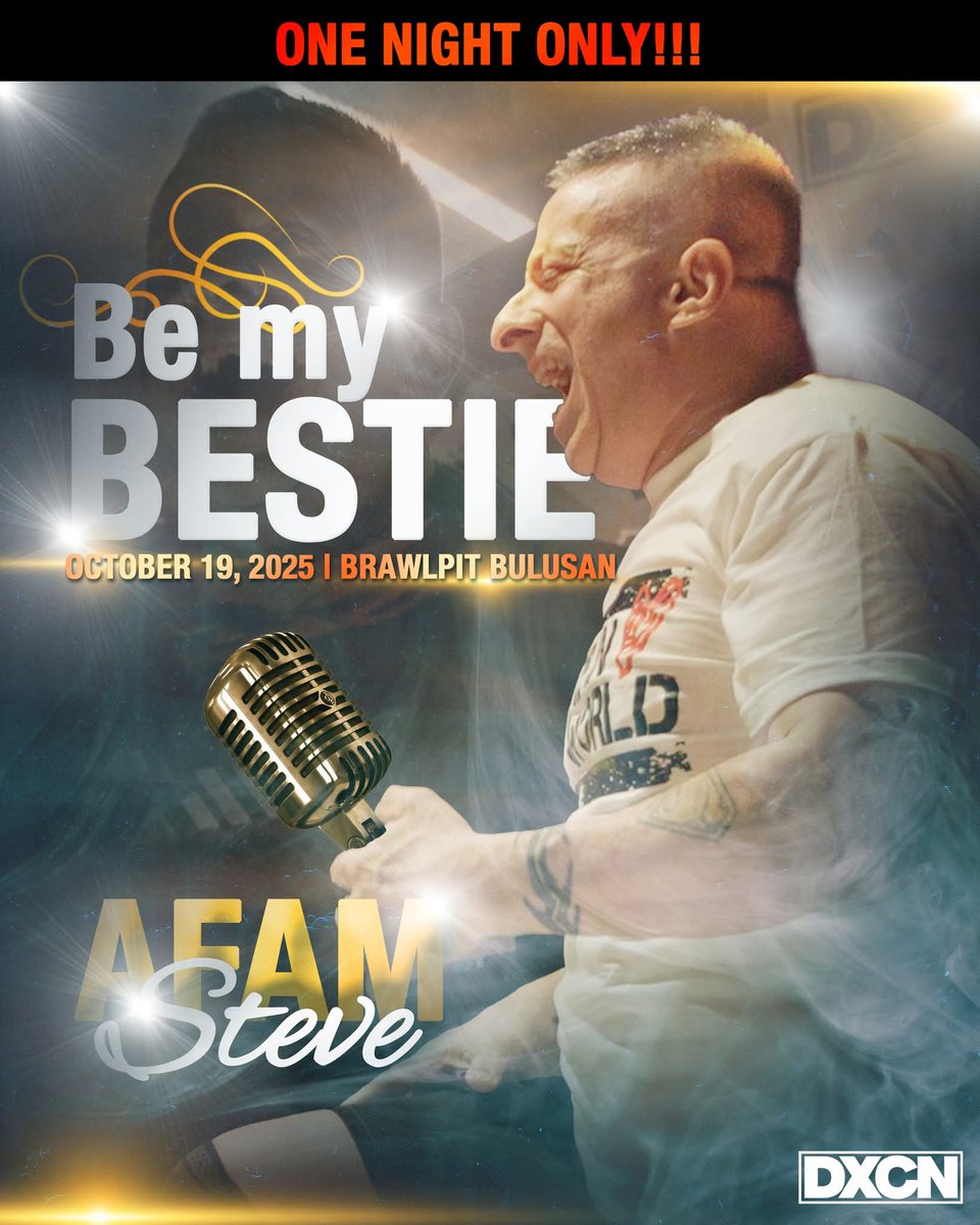 Grab your tickets here: dexcon.helixpay.ph

ONE NIGHT ONLY!

Get to see AFAM Steve on Dexcon Sari-Sari Slam as he serenades all his besties! Let the Pambansang Bestie sweep you off your feet and sing with him this October 16 at the Brawlpit Bulusan!

📸: <a href="/ellyphantart/">elly 🐘</a>