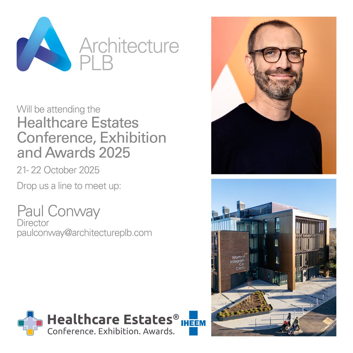 ArchitecturePLB's tweet image. @ArchitecturePLB Director Paul Conway will attend the Healthcare Estates Conference in Manchester, 21 - 22 Oct.
We’re excited to connect and discuss how we’re shaping sustainable, innovative healthcare environments.
Learn more:
architectureplb.com/post/join-arch…