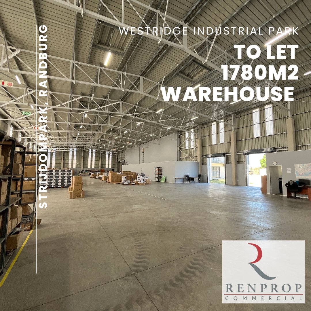 RenpropSA's tweet photo. Looking for a modern industrial space in Strijdompark? 🏭

2 526m² with 5 roller shutters, 3-phase power &amp; top access for trucks.

💰 R187 500 p/m (ex. VAT)

📍 5 Westridge Industrial Park

📞 Debbie Hall 072 428 0744 | debbieh@renprop.co.za

#WarehouseToLet #IndustrialProperty https://t.co/FJ3MVEeF1W