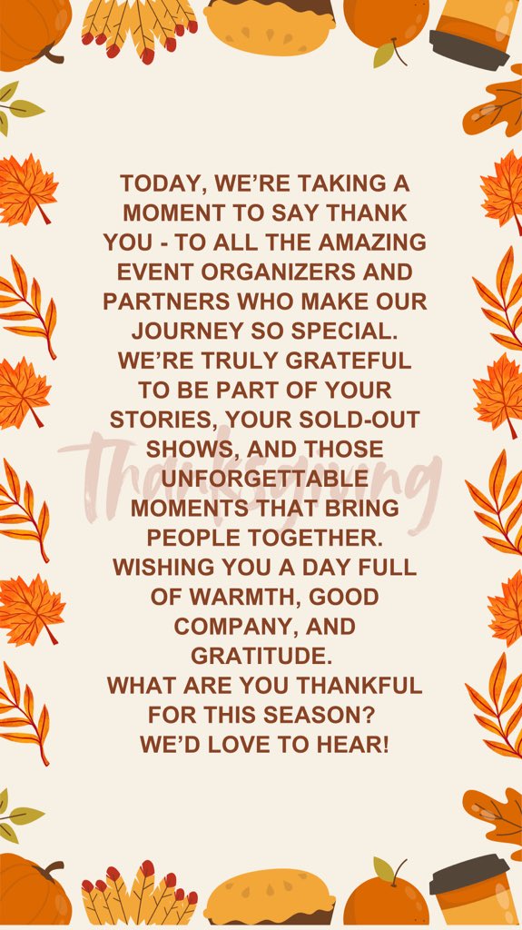 myticketpartner's tweet photo. Happy Thanksgiving Canada 🍁 https://t.co/kl67l8khr9