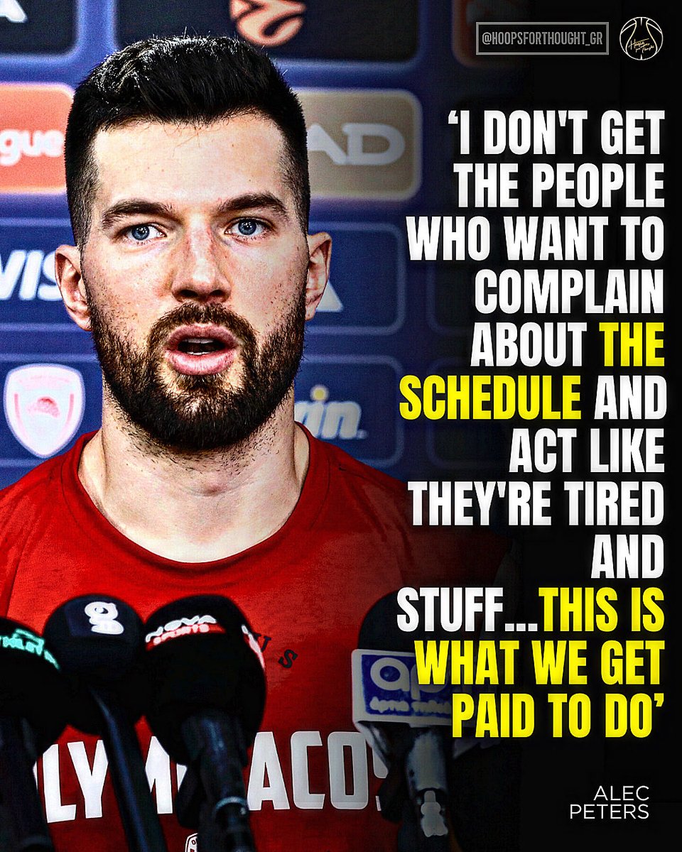 hoopsfthoughtgr's tweet image. Alec Peters on players criticizing the demanding schedule and back-to-back games 👀

"(...) We’re blessed to have the skills and abilities to do this in front of so many people"

#hoopsforthoughtgr #peters #euroleague #olympiacosbc #basketball #greece #paobc