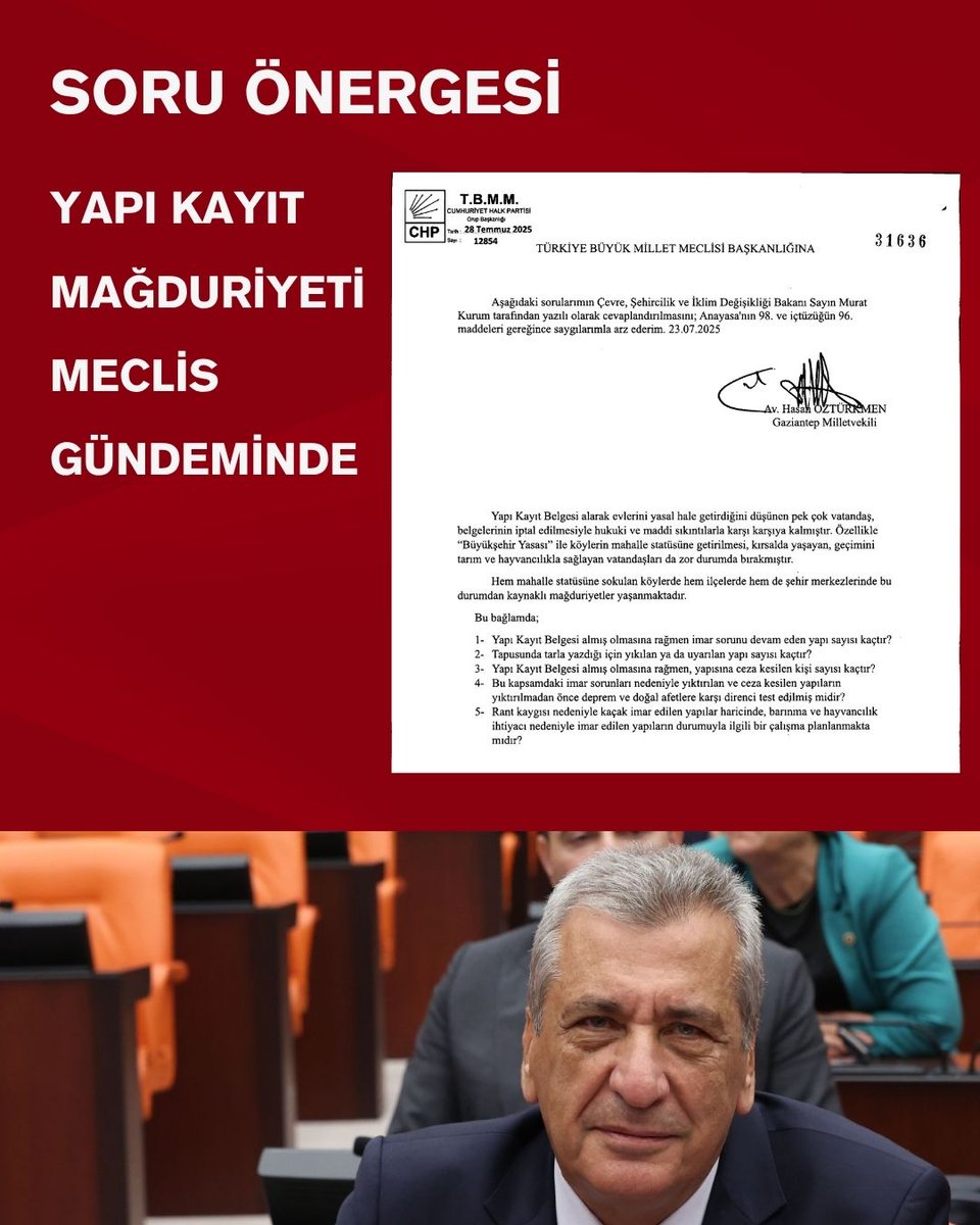 hasanozturkmen's tweet photo. Yapı Kayıt Belgesi alarak evlerini yasal hale getirdiğini düşünen pek çok vatandaş mağdur edildi.

Çevre Şehircilik ve İklim Değişikliği Bakanı Murat Kurum tarafından yanıtlanması isteğiyle verdiğim soru önergesine yanıt geldi.
#YapıKayıt https://t.co/4LKXKhlk1d