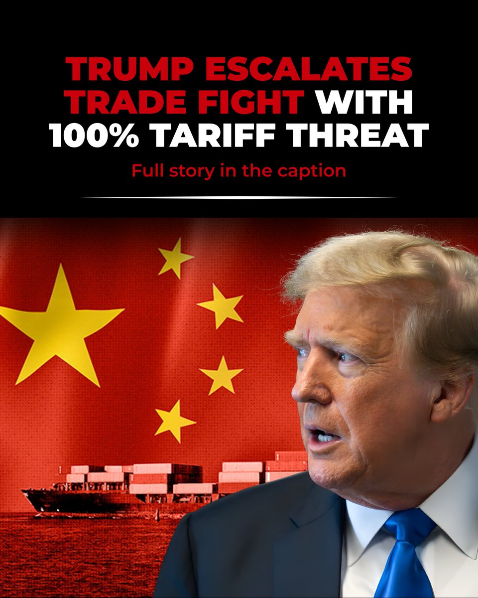 xauusd_bysofie's tweet photo. TRUMP HITS CHINA WITH 100% TARIFF 🚨

US to impose steep tariffs next month and tighten export controls after Beijing’s rare earth crackdown.

Trump calls China “very hostile” and hints at skipping talks with Xi.

#Trump #China #TradeWar #Markets https://t.co/SCV6KmPC7t