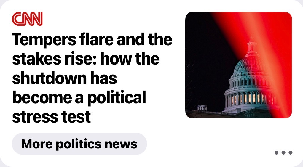 Not a political stress test, it’s a let’s see they won’t forget the Jeffrey Epstein files while distracted by the shutdown and federal job losses. What type of democracy has government shutdown to disadvantage citizens anyway?