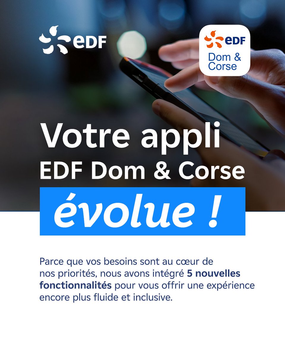 EDFenMartinique's tweet image. Mettez à jour votre application dès maintenant et découvrez ces nouveautés pensées pour vous ! Avez-vous testé ces nouvelles fonctionnalités ? Dites-nous ce que vous en pensez en commentaire !
#ApplicationMobile #SuiviConso #Accessibilité #Innovation #Martinique