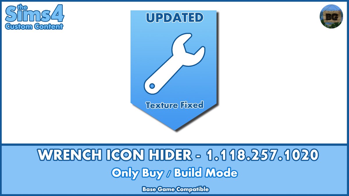 🎉Buy/Build Wrench Icon Hider🎉
Fixed a small texture problem, redownload!
For more info, take a look at my Patreon page.
🔽patreon.com/posts/buy-buil…

#TheSims4 #Sims4 #TheSims4Mods #TheSims4CustomContent #TheSims4CC