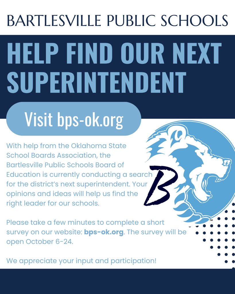 Have you taken the survey yet? Your input is important to us!
bartlesvillepsok.sites.thrillshare.com/page/superinte…