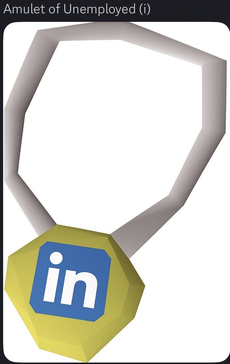 Handing out the Amulet of Unemployed (i) to all the OSRS niggas who need a job