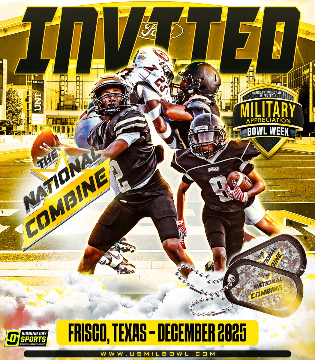Thank you <a href="/GregCooperUSA/">Greg Cooper</a> and <a href="/USArmyBowl/">Military Appreciation Bowl Week</a> for an invite to #TheNationalCombine in Frisco! #AGTG