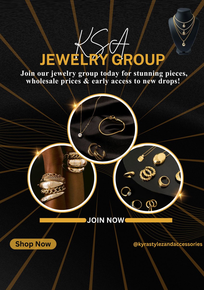 💎 Join KSA Jewelry Group today! 💎
Get early access to new arrivals, wholesale prices, &amp; exclusive deals ✨
Perfect for jewelry lovers, resellers &amp; dropshippers 💖
👉 Click the link and send a Dm to join the group! wa.me/2349013409396
#KyraStylezAndAccessories #JewelryLovers