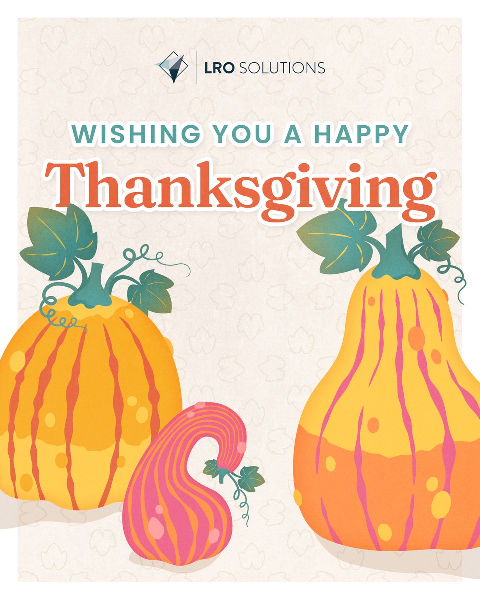 LROsolutions's tweet image. Happy Thanksgiving! 🧡

This season, we’re especially grateful for the trust and partnership of our incredible clients. From all of us at LRO Solutions, we wish you and your loved ones a joyful, restful, and gratitude-filled Thanksgiving.