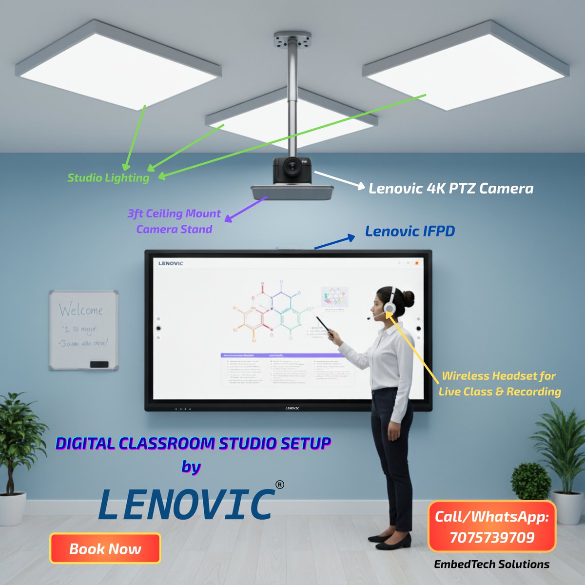 Embedtech_sol's tweet image. Stop teaching from a webcam. Start broadcasting. 🚀
 The Lenovic Digital Studio has it all: pro lighting, 4K video &amp;amp; crisp audio. 

Call for a demo: +91-7075739709

#EdTech #OnlineClasses #Hyderabad #institutions #DigitalIndia #India