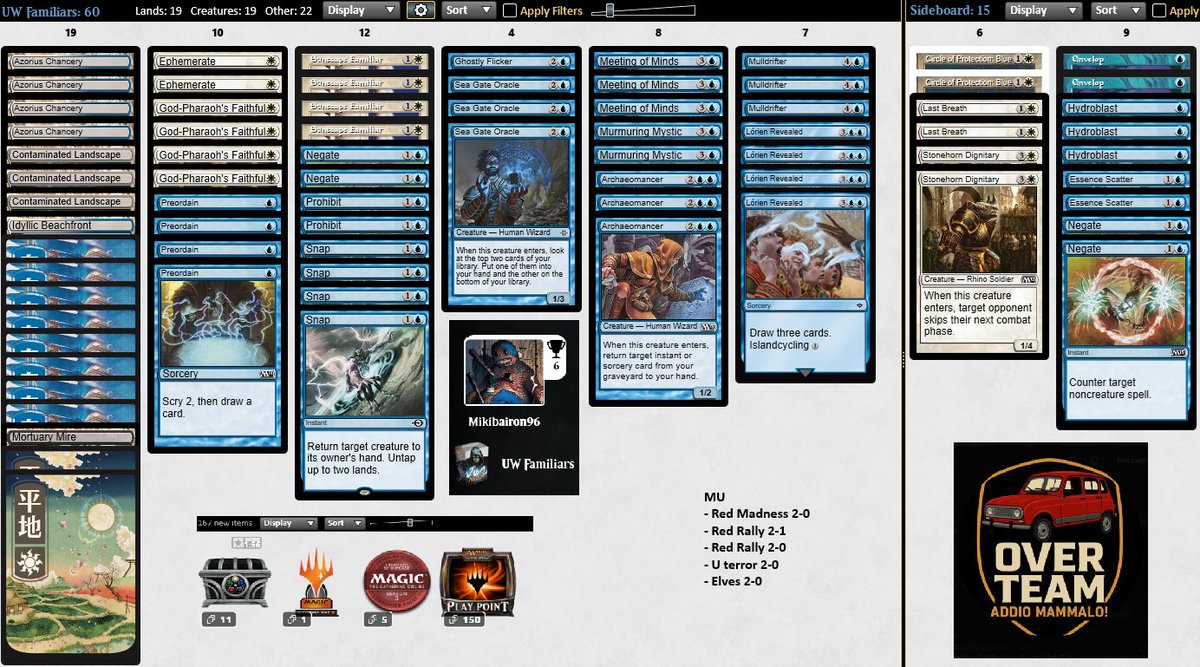 Nothing to say, I'm blessed✝️! 15-0 🎯 with the same 75! Lately, I've been doing well even against some of the worst mu. The dignitary/circle plan is working great🍃! And if you don't know how to play the deck you have no more excuses 📚-&gt; <a href="/chaoticmtg/">ChaoticMTG | Andrea Landi 🔜 Paupergeddon</a> 
#mtgo <a href="/mtg/">mtg</a>