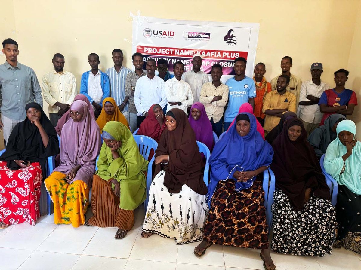 Empowering Change, Promoting Equality
Today, #SSWC held a Closure Meeting for 20 men and 20 women from 16 IDP camps in Baidoa who successfully completed 16 and 8 weeks of transformative training under the #KAAFISplus Project.