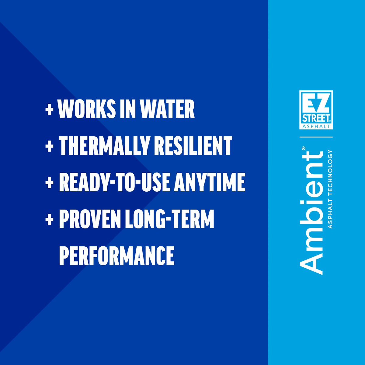 EZSTREETASPHALT's tweet image. Cooler temps shouldn’t slow your crew.
Stock up on EZ STREET® Ambient® Asphalt — the smarter way to keep roads moving.
#EZStreetAsphalt #PerformanceProven #AllWeatherAsphalt
