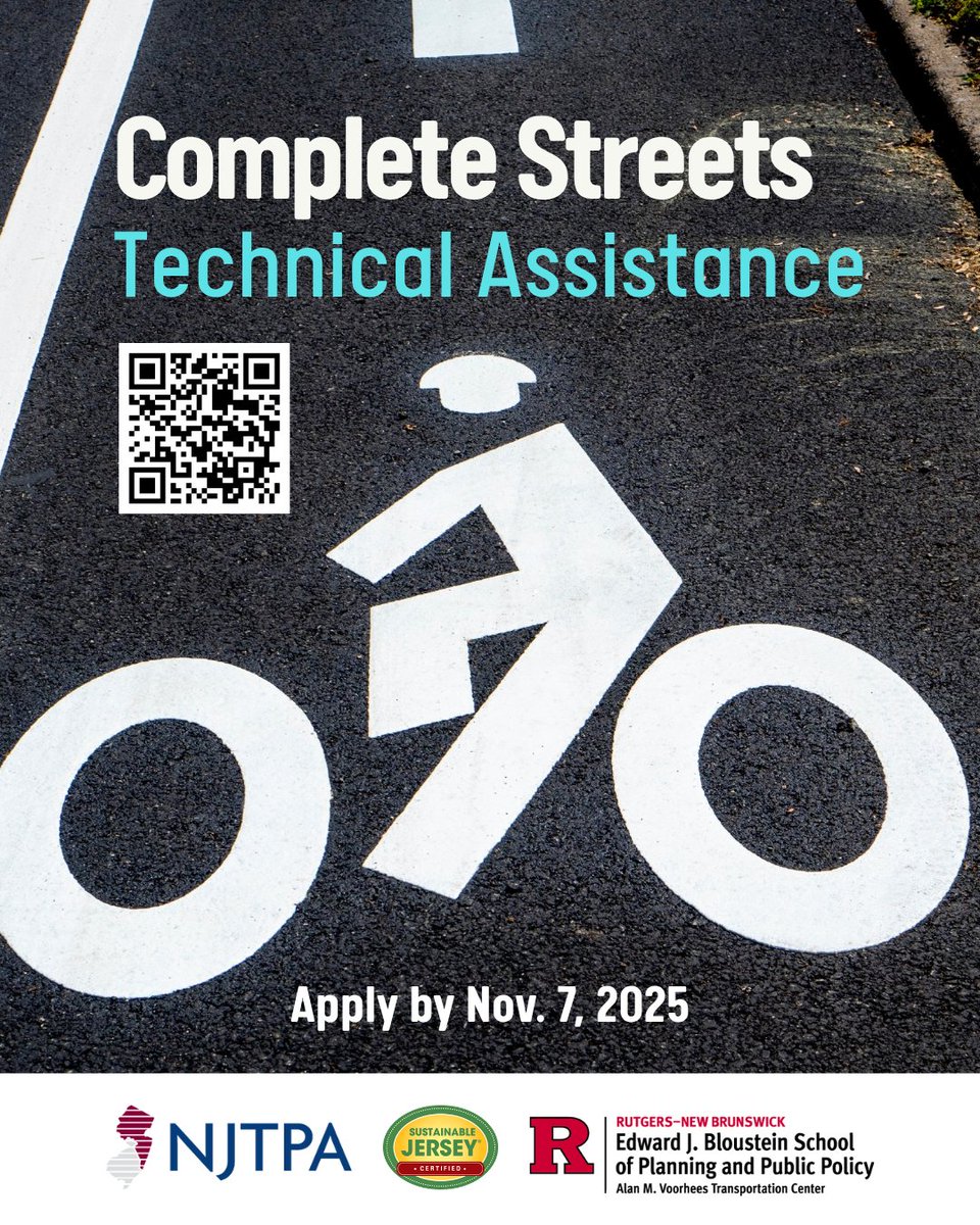 SJ_Program's tweet image. Nearly 30 communities have participated in NJTPA’s Complete Streets Technical Assistance Program—will yours be next? The program is an opportunity for municipalities to take advantage of free expertise to address local needs.
🔵bit.ly/NJTPACompleteS…
@NJTPA @VTC_Rutgers